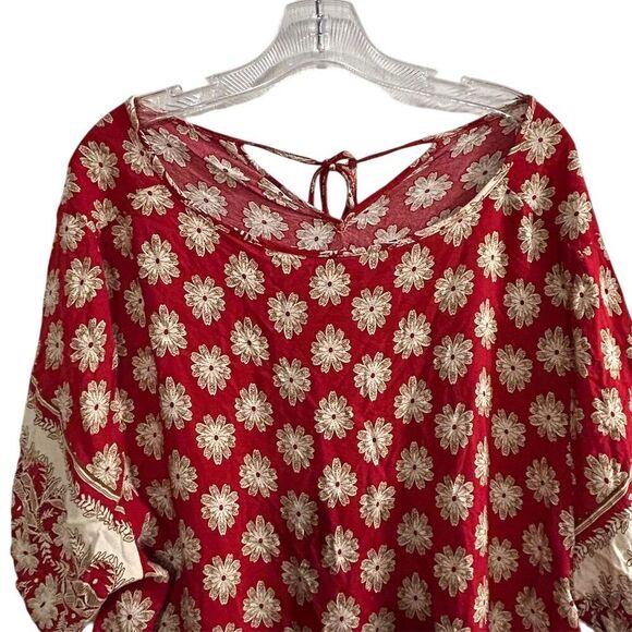 Emery Rose Women's 4XL Red Floral 3/4 Sleeve Tunic Top Casual Spring - Picture 12 of 16